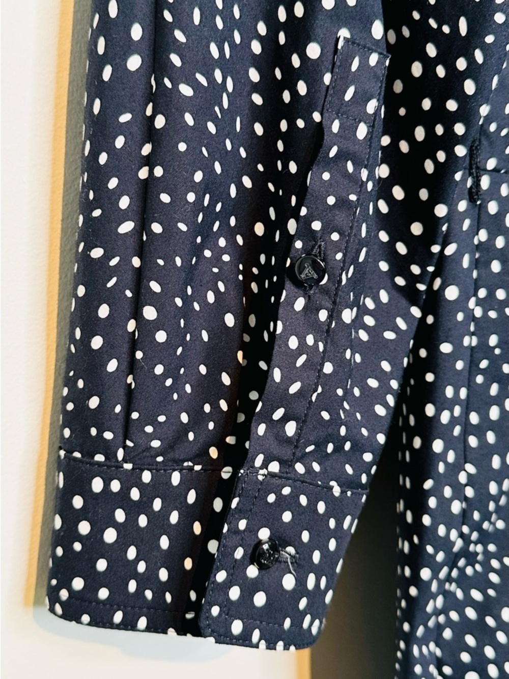 Max Mara Vicky Ruffle Polka Dot Navy Blue White Cotton Poplin Midi Dress - Picture 10 of 16
